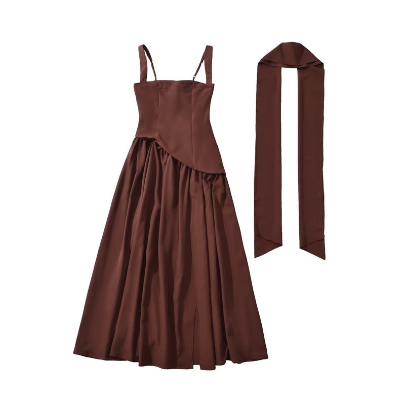 Women's Elegant High Slit Maxi Dress – Fitted Waist Formal Evening Gown