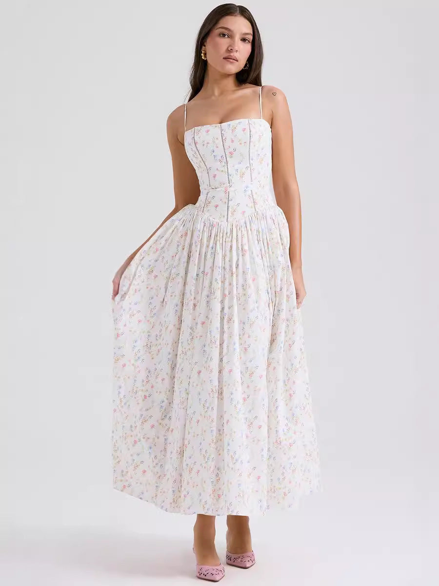 Women's Corset Midi Dress – Elegant Summer Sundress