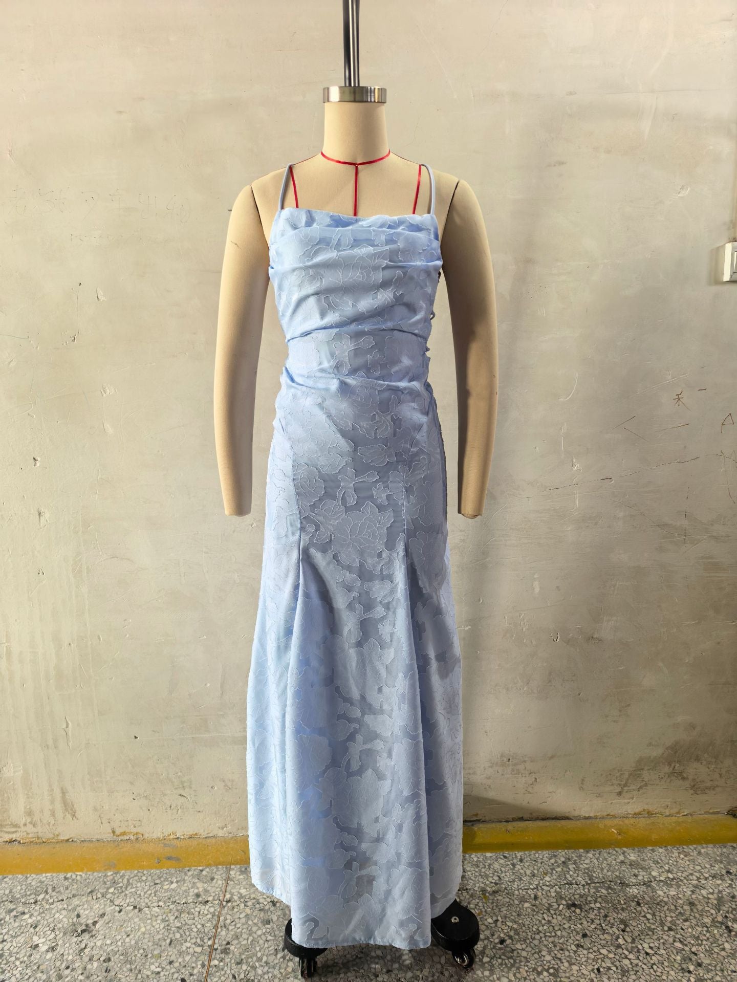 Elegant Lace Evening Gown – Spaghetti Strap Maxi Dress