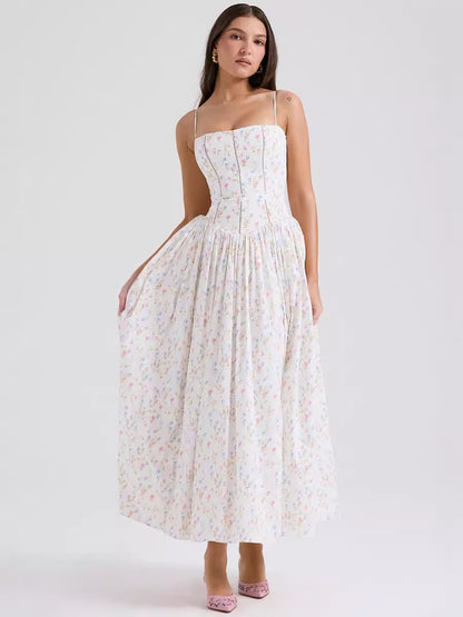 Women's Corset Midi Dress – Elegant Summer Sundress