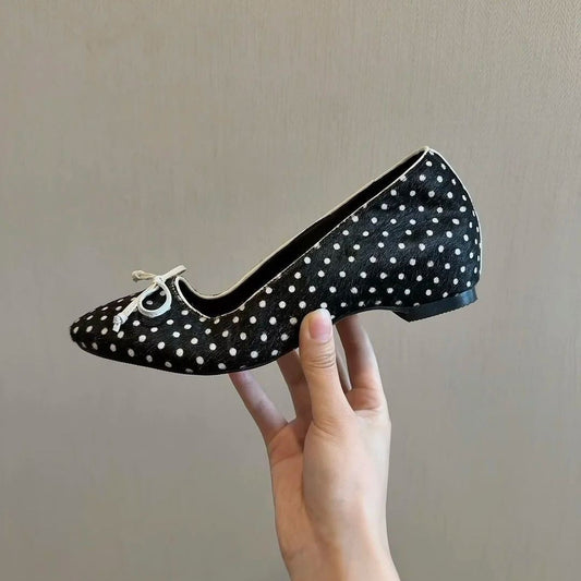 Women's Polka Dot Bow Mary Jane Flats
