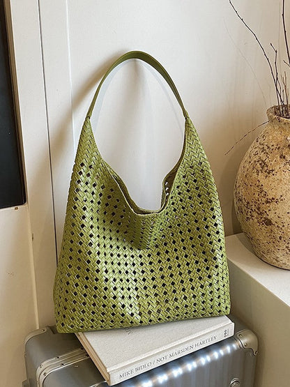 Hollow Woven Tote Bucket Bag