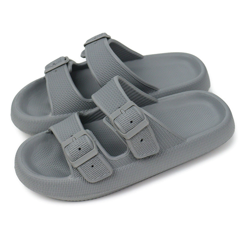 Women's Double Buckle Cloud Slides | Thick Sole Comfort Sandals