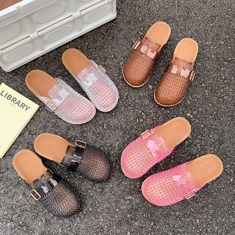 Women's Crystal Woven Mules | Aurora Crystal Slides by Aura X