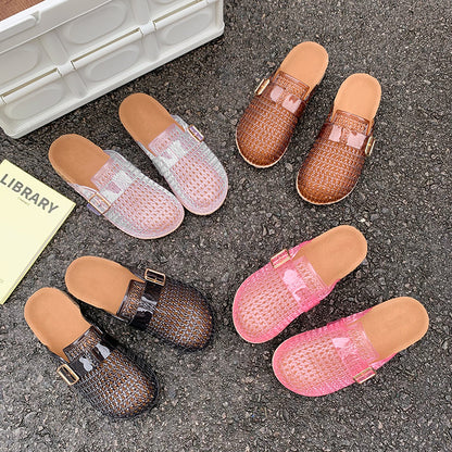 Women's Crystal Woven Mules | Aurora Crystal Slides by Aura X