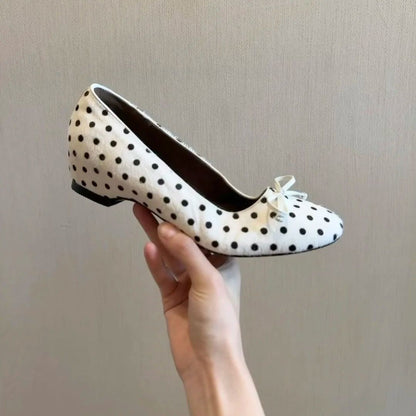 Women's Polka Dot Bow Mary Jane Flats