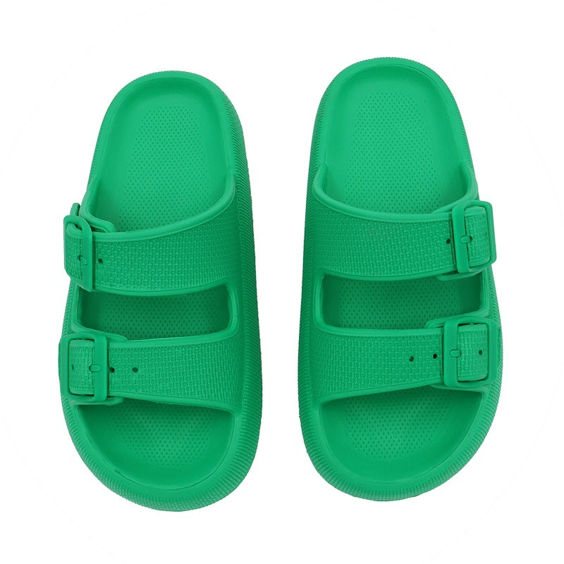 Women's Double Buckle Cloud Slides | Thick Sole Comfort Sandals