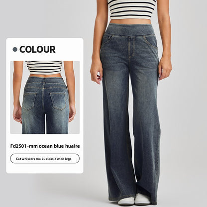 Women's High Waisted Wide Leg Jeans – Stretch Pull-On Denim Pants