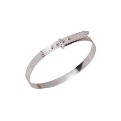 Cross-Border New Style Textured Adjustable Diamond-Encrusted Gold-Plated Titanium Steel Bracelet Ring Simple Stainless Steel Hand Jewelry