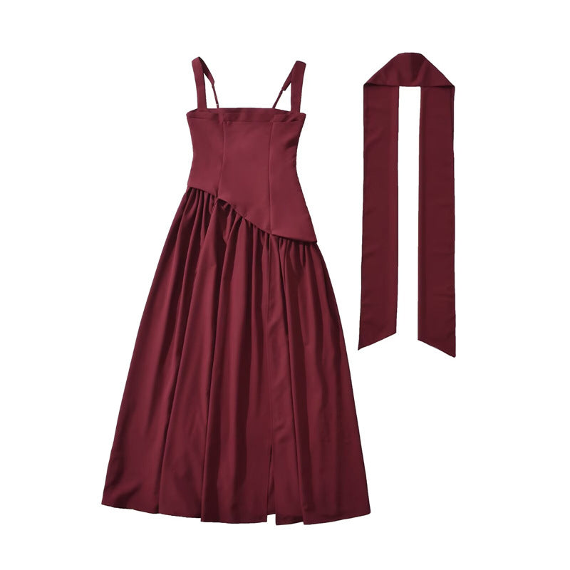 Women's Elegant High Slit Maxi Dress – Fitted Waist Formal Evening Gown