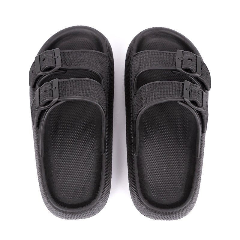 Women's Double Buckle Cloud Slides | Thick Sole Comfort Sandals