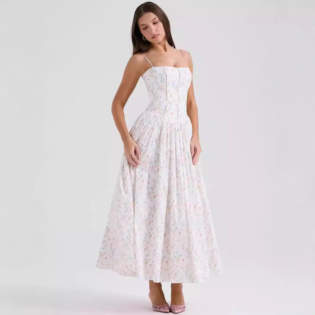 Women's Corset Midi Dress – Elegant Summer Sundress
