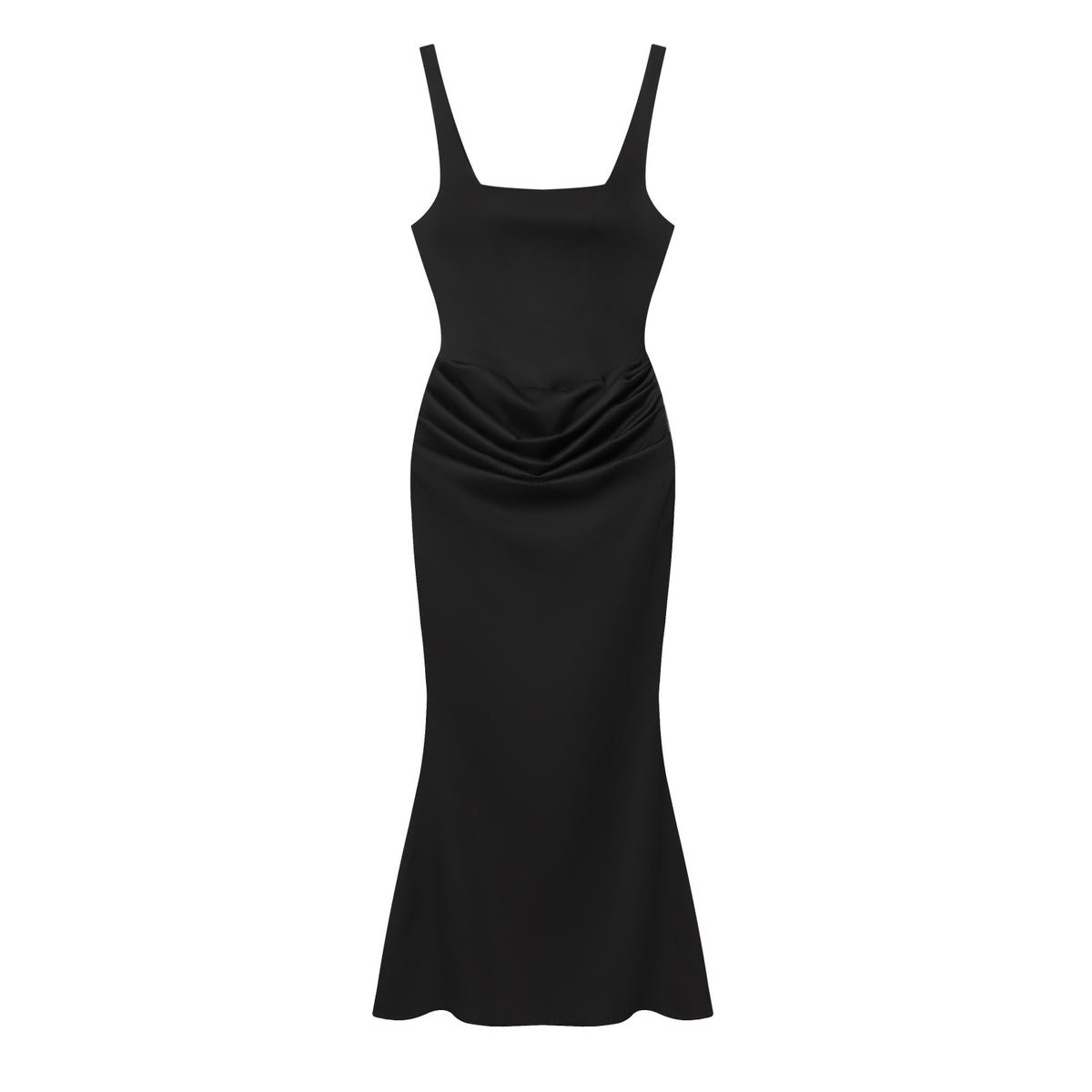 Square Neck Mermaid Evening Gown with Draped Waist