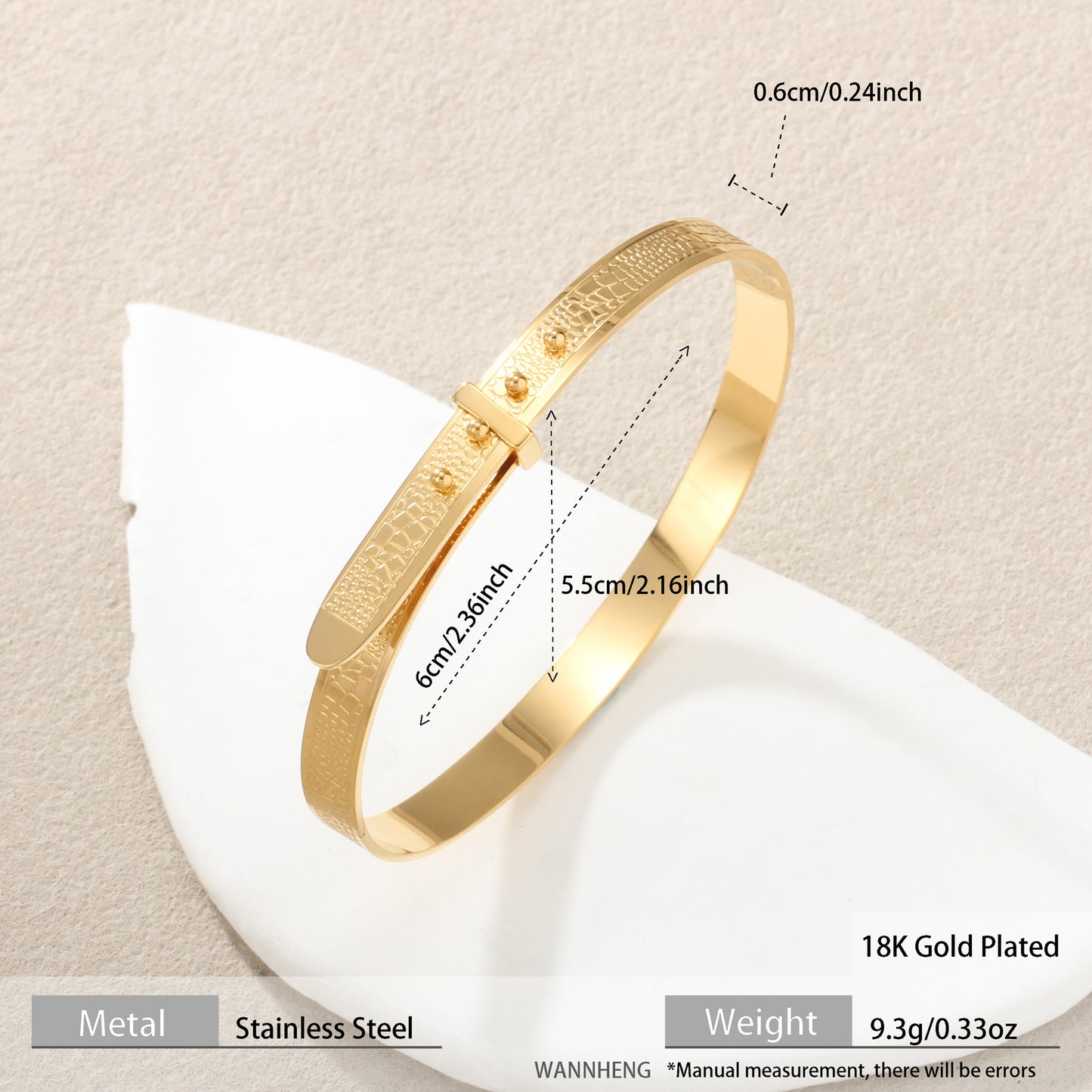Cross-Border New Style Textured Adjustable Diamond-Encrusted Gold-Plated Titanium Steel Bracelet Ring Simple Stainless Steel Hand Jewelry
