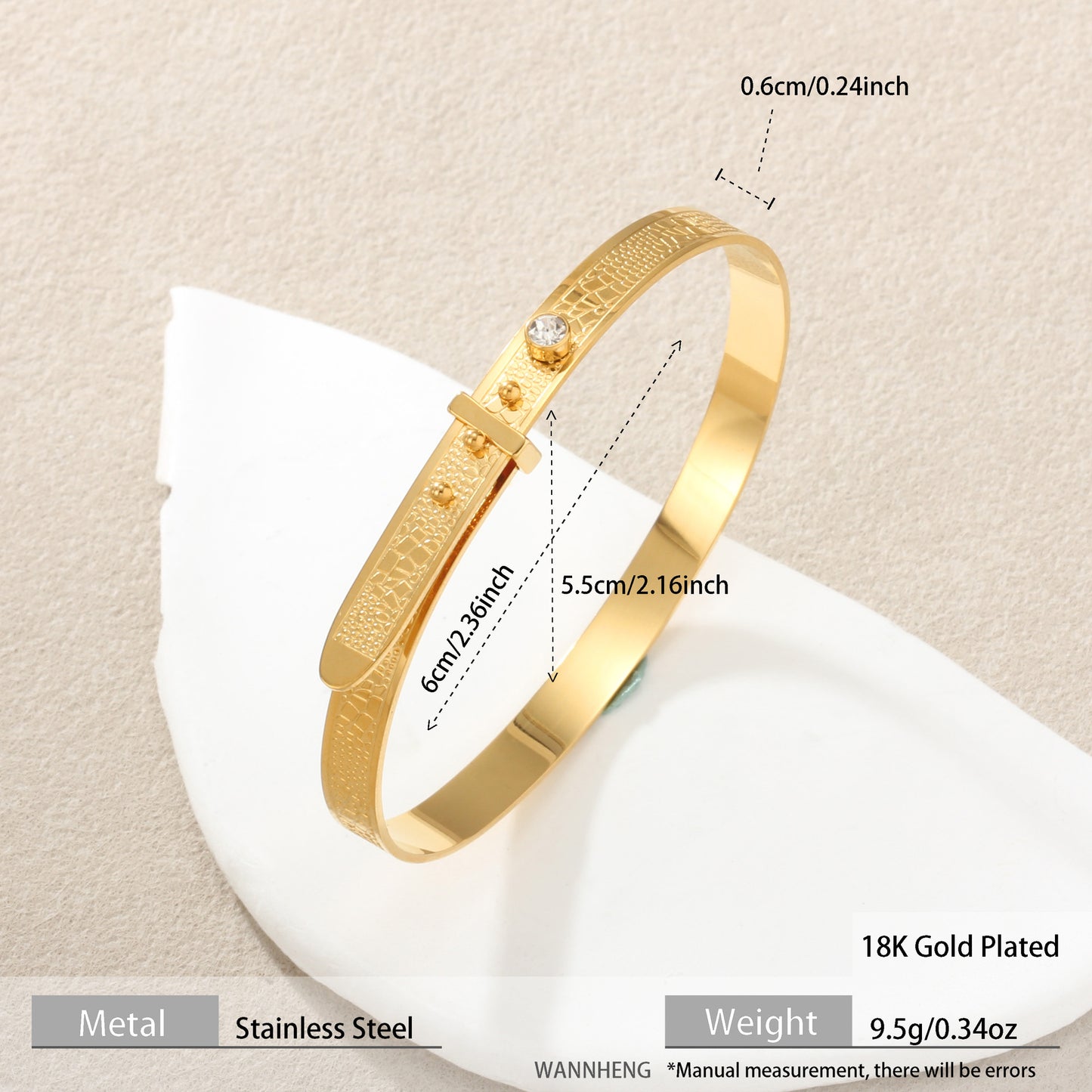 Cross-Border New Style Textured Adjustable Diamond-Encrusted Gold-Plated Titanium Steel Bracelet Ring Simple Stainless Steel Hand Jewelry