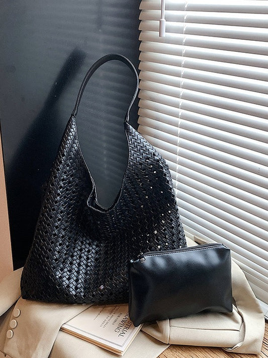 Hollow Woven Tote Bucket Bag