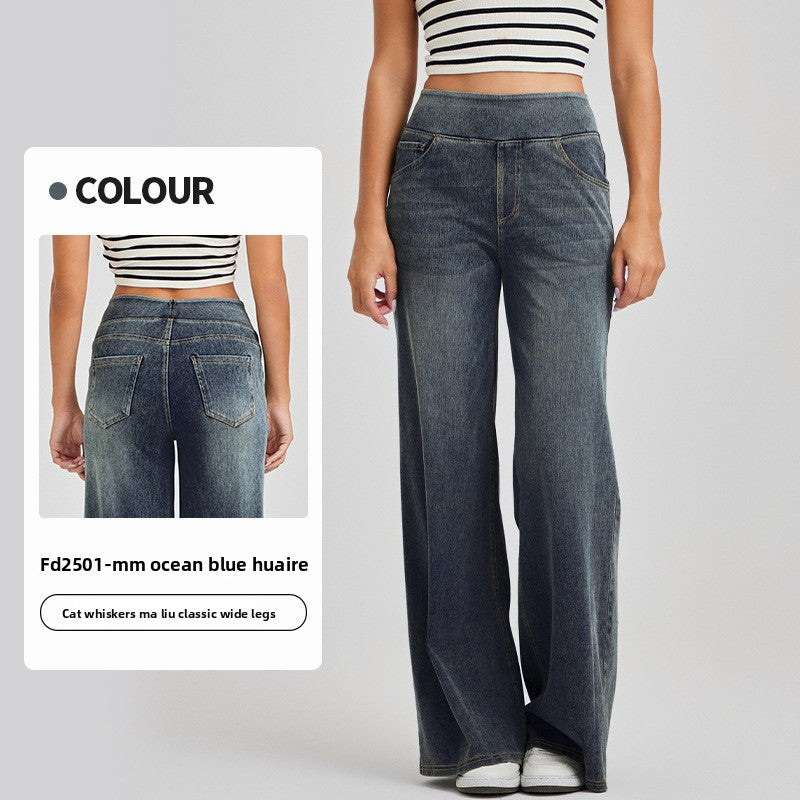 Women's High Waisted Wide Leg Jeans – Stretch Pull-On Denim Pants