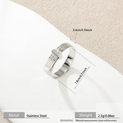 Cross-Border New Style Textured Adjustable Diamond-Encrusted Gold-Plated Titanium Steel Bracelet Ring Simple Stainless Steel Hand Jewelry