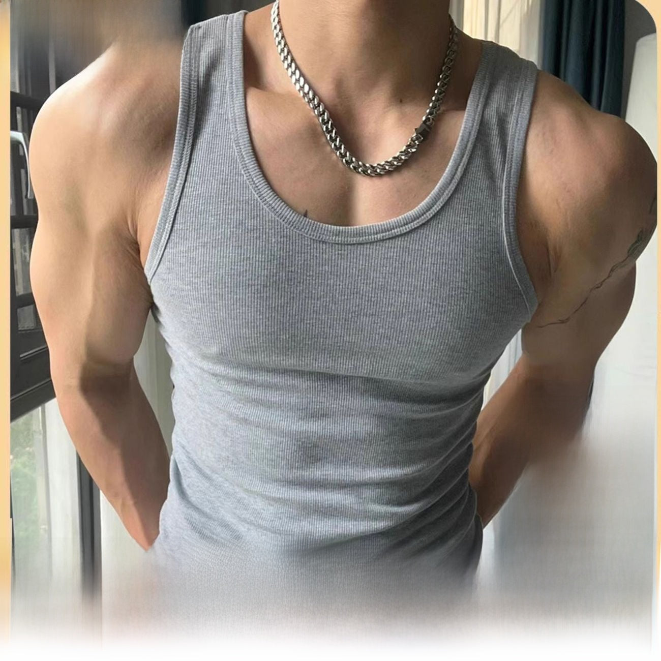 Mens Ribbed Cotton Sleeveless Vest