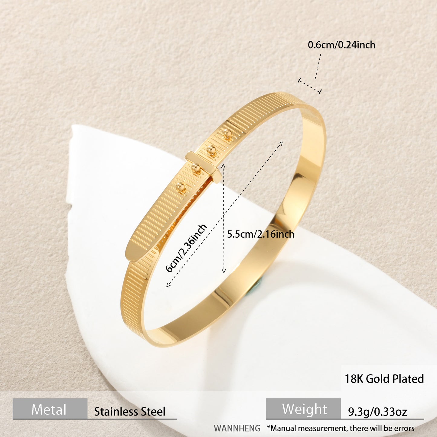 Cross-Border New Style Textured Adjustable Diamond-Encrusted Gold-Plated Titanium Steel Bracelet Ring Simple Stainless Steel Hand Jewelry