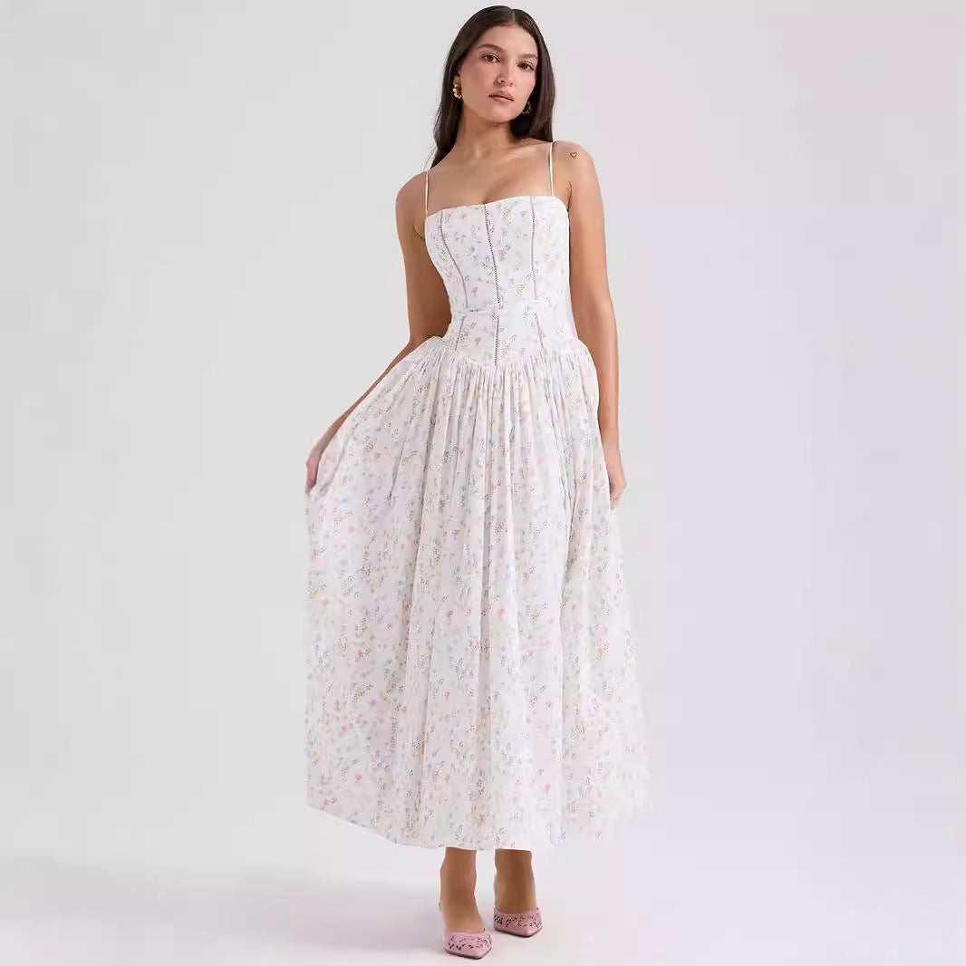 Women's Corset Midi Dress – Elegant Summer Sundress