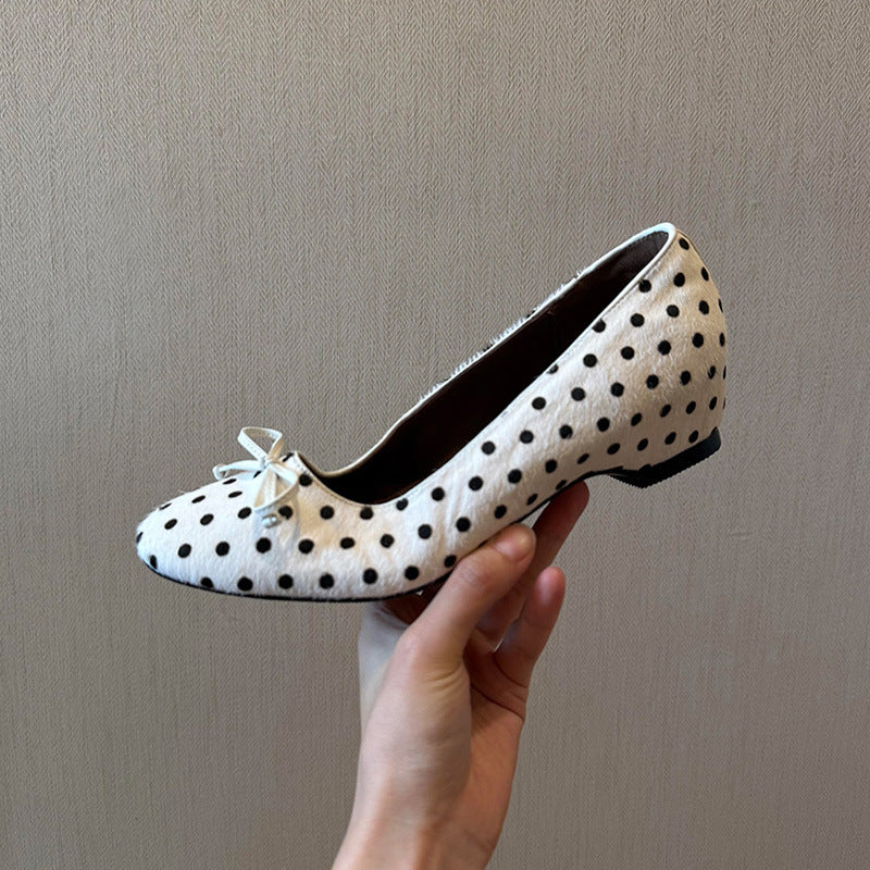 Women's Polka Dot Bow Mary Jane Flats