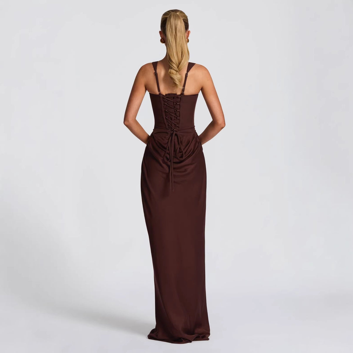 Square Neck Mermaid Evening Gown with Draped Waist