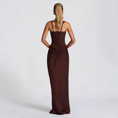 Square Neck Mermaid Evening Gown with Draped Waist