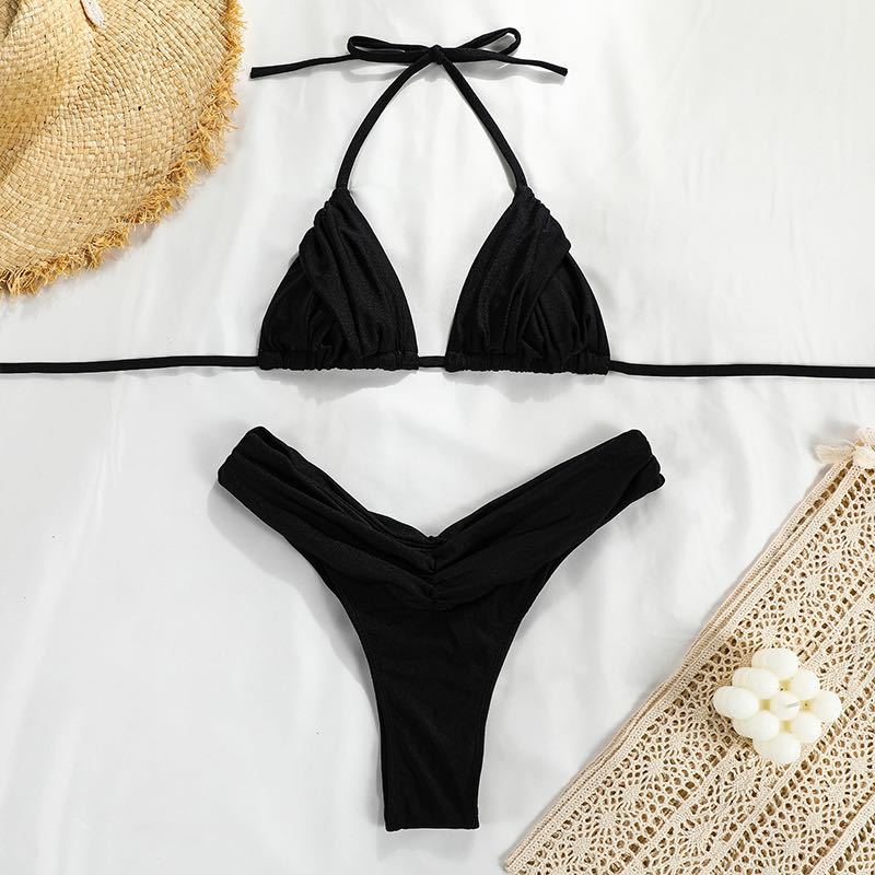 Womens Solid Color Bikini Swimsuit
