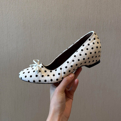 Women's Polka Dot Bow Mary Jane Flats