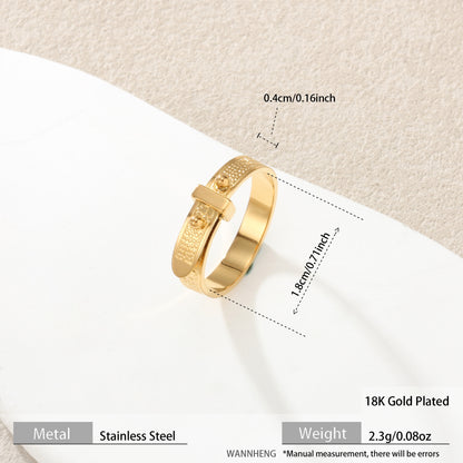 Cross-Border New Style Textured Adjustable Diamond-Encrusted Gold-Plated Titanium Steel Bracelet Ring Simple Stainless Steel Hand Jewelry