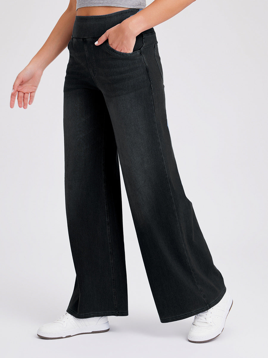 Women's High Waisted Wide Leg Jeans – Stretch Pull-On Denim Pants