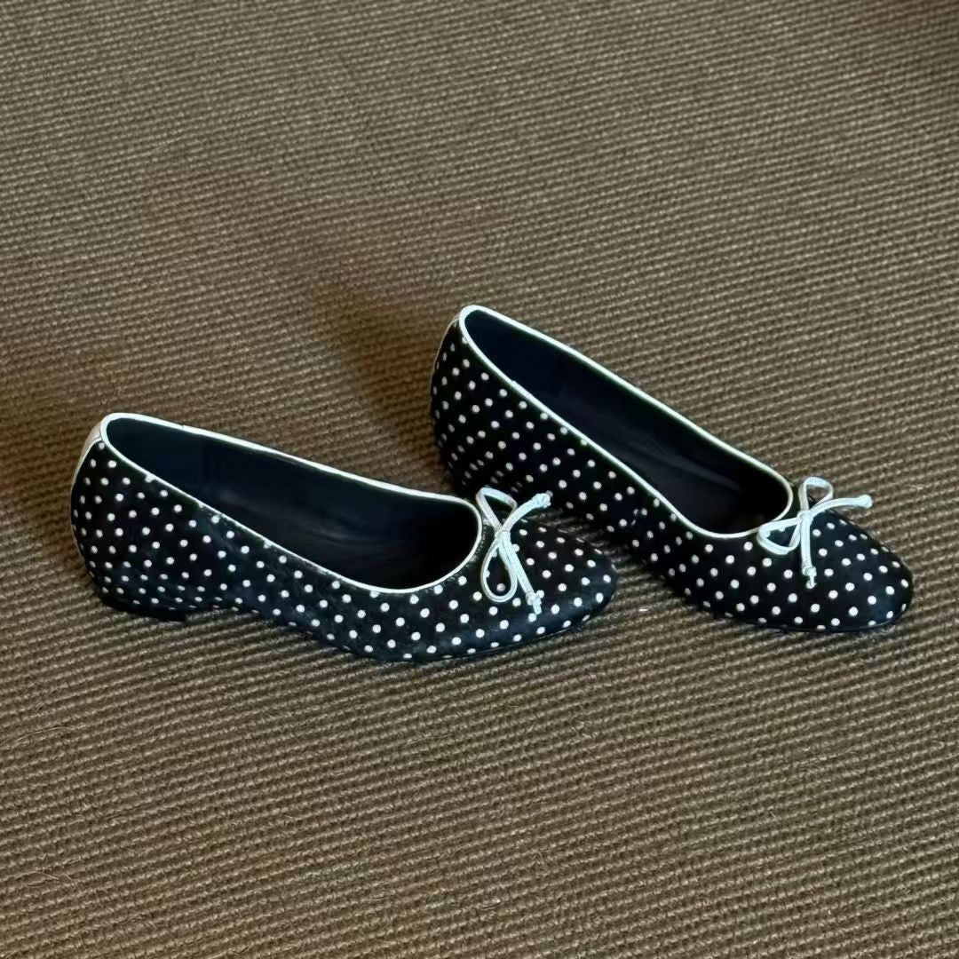 Women's Polka Dot Bow Mary Jane Flats