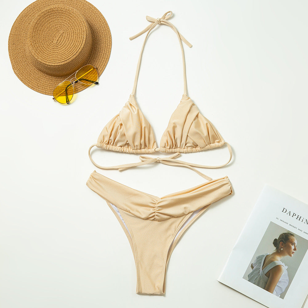 Womens Solid Color Bikini Swimsuit