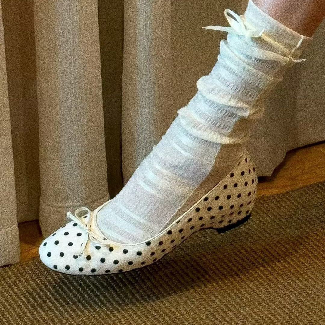 Women's Polka Dot Bow Mary Jane Flats