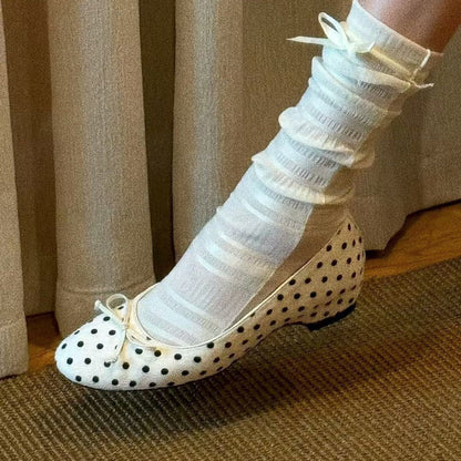 Women's Polka Dot Bow Mary Jane Flats