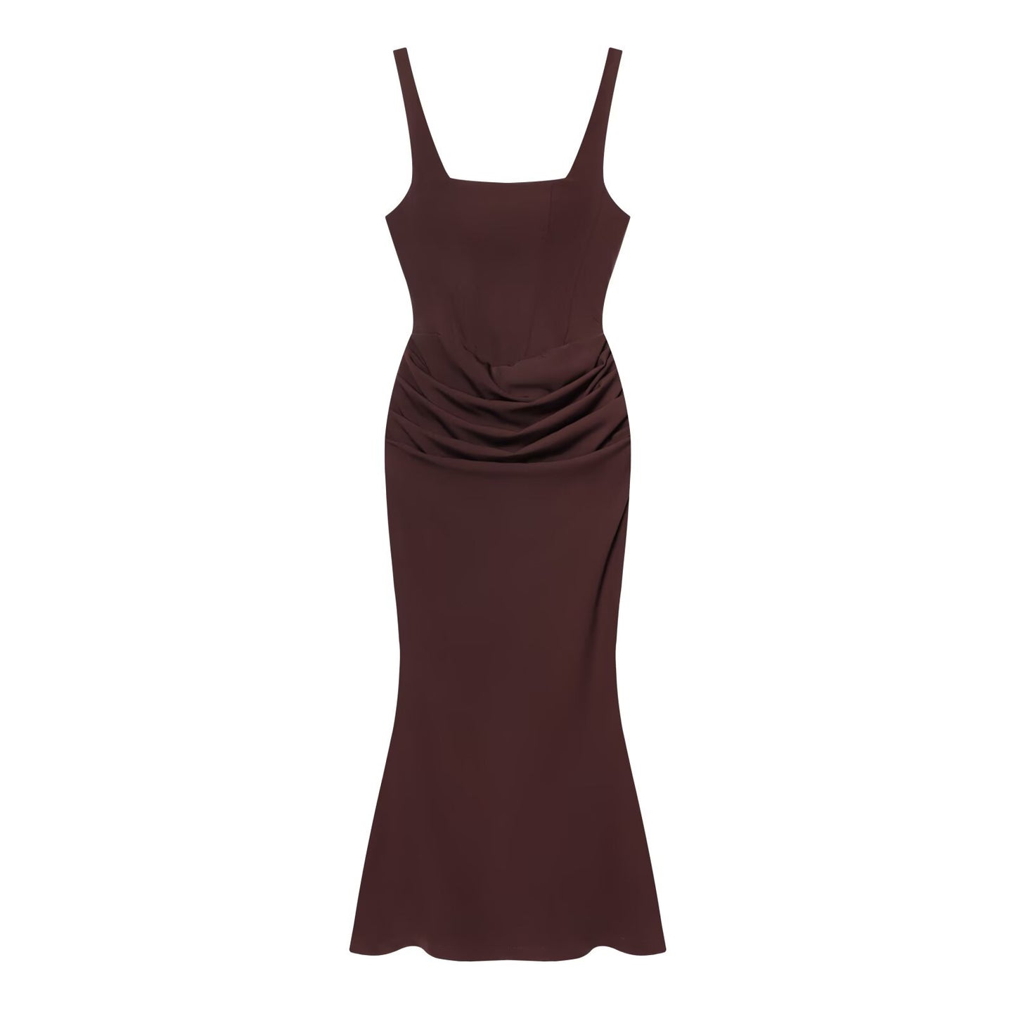 Square Neck Mermaid Evening Gown with Draped Waist