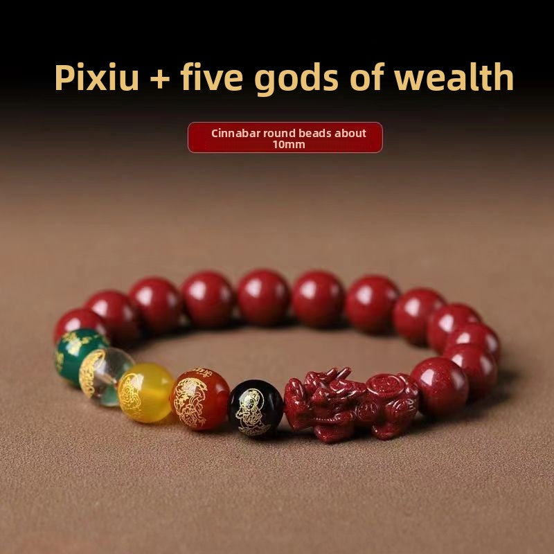 Five Fortune Gods Cinnabar Bracelet – Feng Shui Wealth & Prosperity Bracelet