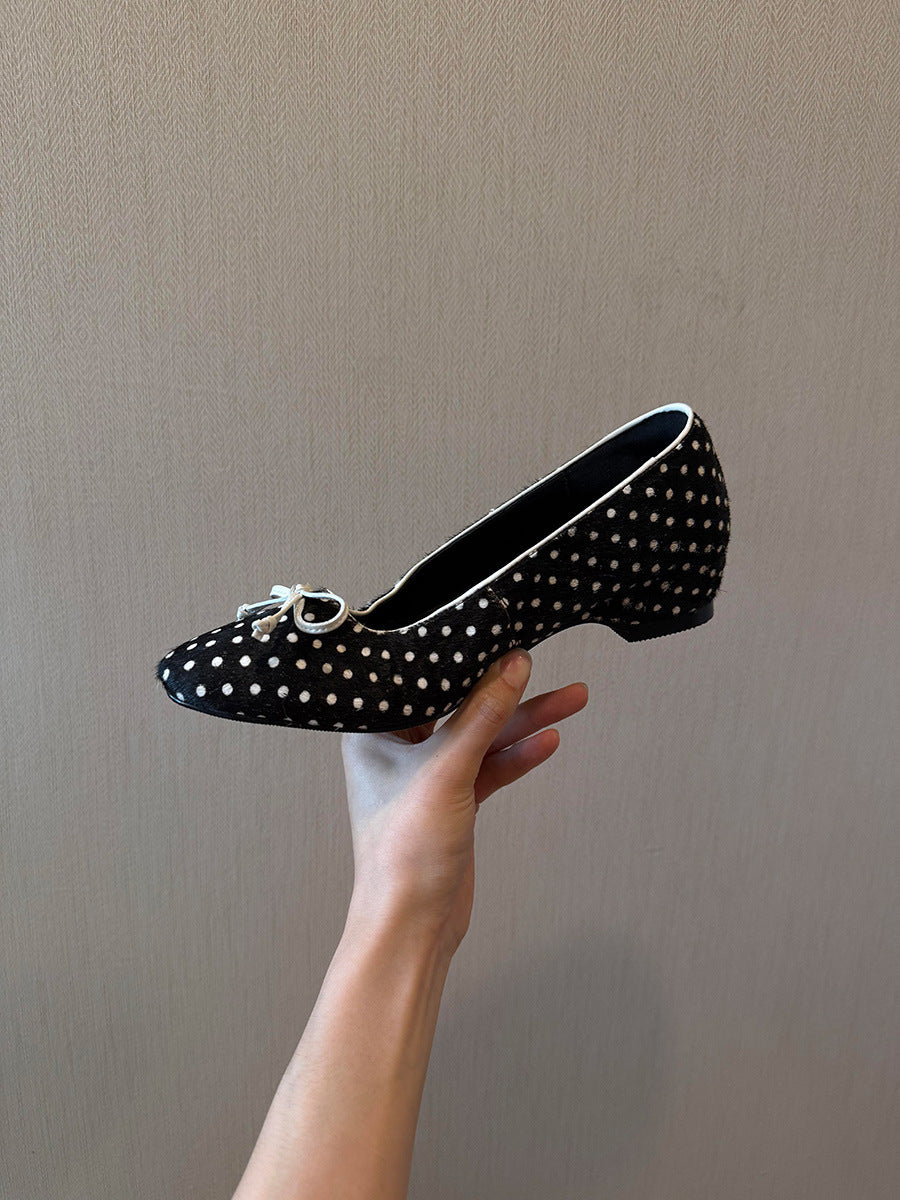 Women's Polka Dot Bow Mary Jane Flats