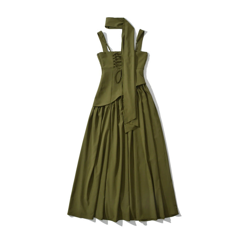 Women's Elegant High Slit Maxi Dress – Fitted Waist Formal Evening Gown