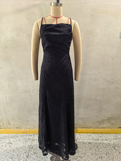 Elegant Lace Evening Gown – Spaghetti Strap Maxi Dress
