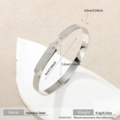 Cross-Border New Style Textured Adjustable Diamond-Encrusted Gold-Plated Titanium Steel Bracelet Ring Simple Stainless Steel Hand Jewelry