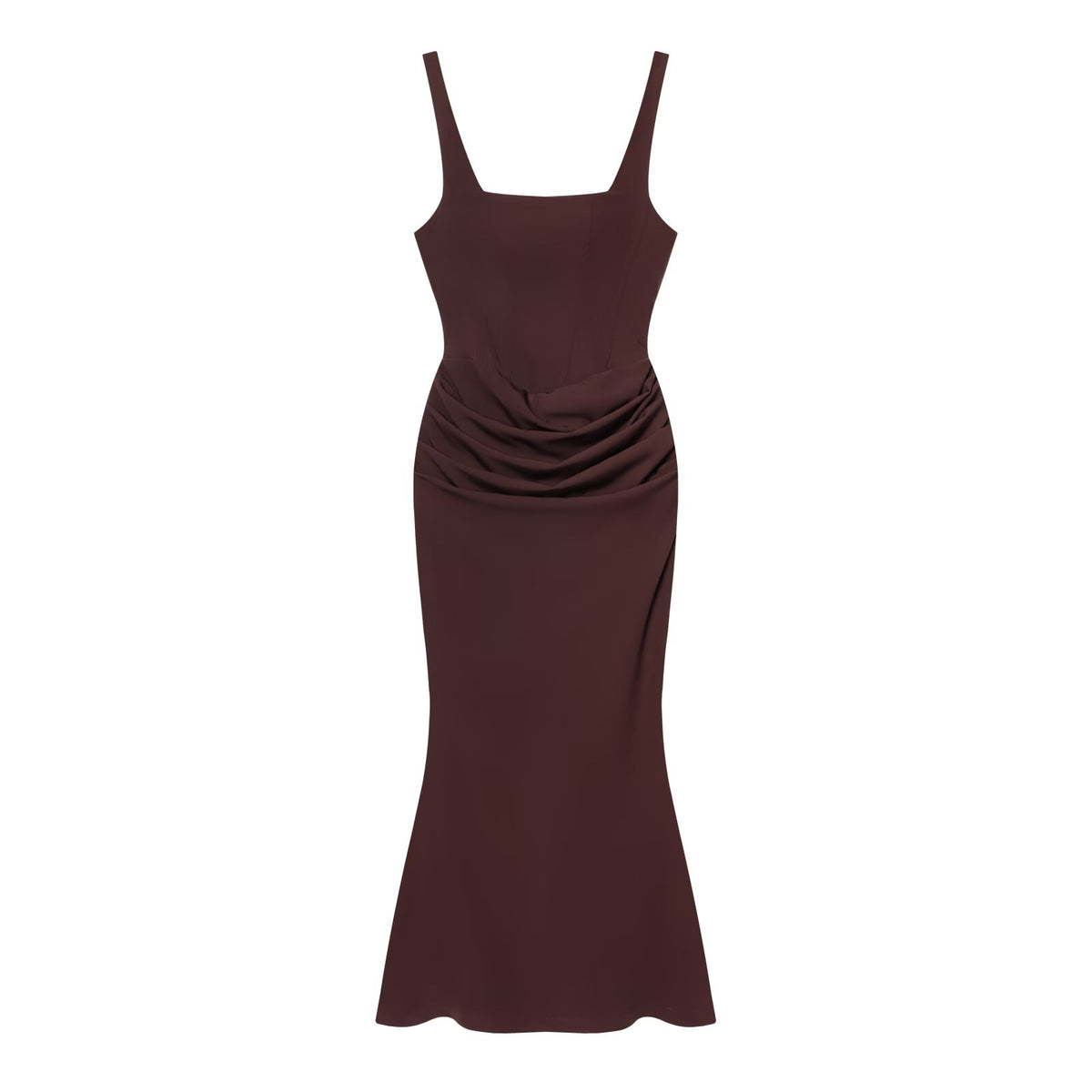 Square Neck Mermaid Evening Gown with Draped Waist