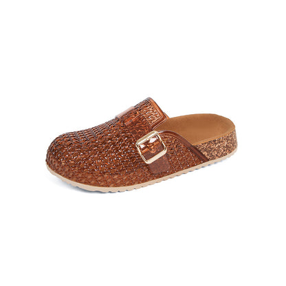 Women's Crystal Woven Mules | Aurora Crystal Slides by Aura X
